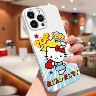 เคสโทรศัพท์มือถือ PC แบบแข็ง ป้องกันกล้อง ลายการ์ตูนคิตตี้น่ารัก สําหรับ iPhone 14 13 12 Pro Max 12 Mini 13 Mini 14 Plus