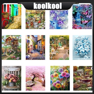 Kool Flower House ชุดงานปักครอสติชเม็ดบีด ทรงเพชร พลอยเทียม 5D สําหรับตกแต่งบ้าน DIY