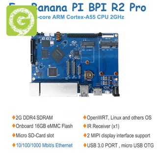 บอร์ดเราเตอร์ โอเพนซอร์ส Rockchip RK3568 Quad-Core ARM Cortex-A55 CPU 2GB LPDDR4 16G EMMC สําหรับ Banana PI BPI R2 Pro