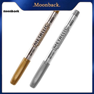 &lt;moonback&gt; อัลบั้มปากกามาร์กเกอร์ กันน้ํา สีทอง และสีเงิน ขนาด 15 มม. สําหรับนักเรียน DIY 2 ชิ้น