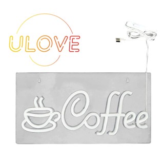 ป้ายกาแฟนีออน พลังงาน USB พร้อมโซ่โลหะ ป้ายกาแฟนีออน LED สําหรับตกแต่งผนัง คาเฟ่ ร้านอาหาร