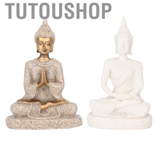 Tutoushop White Buddha Craft  Sandstone + Resin Strong Frost Resistant Buddha Statue  Carving Figurine Craft for Gift Home Decoration Buddhist Ornament Table Ornament