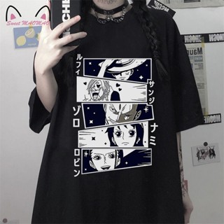 เสื้อยืดแขนสั้นใหม่ผู้หญิงเสื้อยืด Anime One Piece Super Cool พิมพ์เสื้อ T Street Hip Hop Punk ผู้หญิงเสื้อผ้าเสื้อ Y2kS