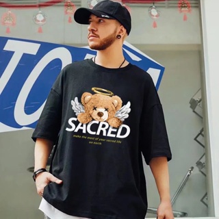 Couple Wear Trendy ins Korean Version Cartoon Angel Bear Print Short-Sleeved T-Shirt Men Women Summer New Style Rou_03