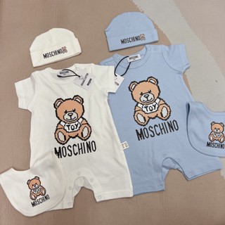 【พร้อม Brandtag】moschlno ชุดบอดี้สูท เอี๊ยม หมวก ผ้าฝ้าย 100% พรีเมี่ยม หรูหรา สําหรับเด็กทารกแรกเกิดผู้ชาย ผู้หญิง 0-24 เดือน