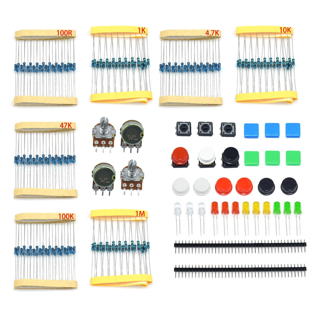 ชุดชิ้นส่วนอิเล็กทรอนิกส์สําหรับปุ่มสวิทช์ตัวต้านทานส่วนประกอบ ARDUINO