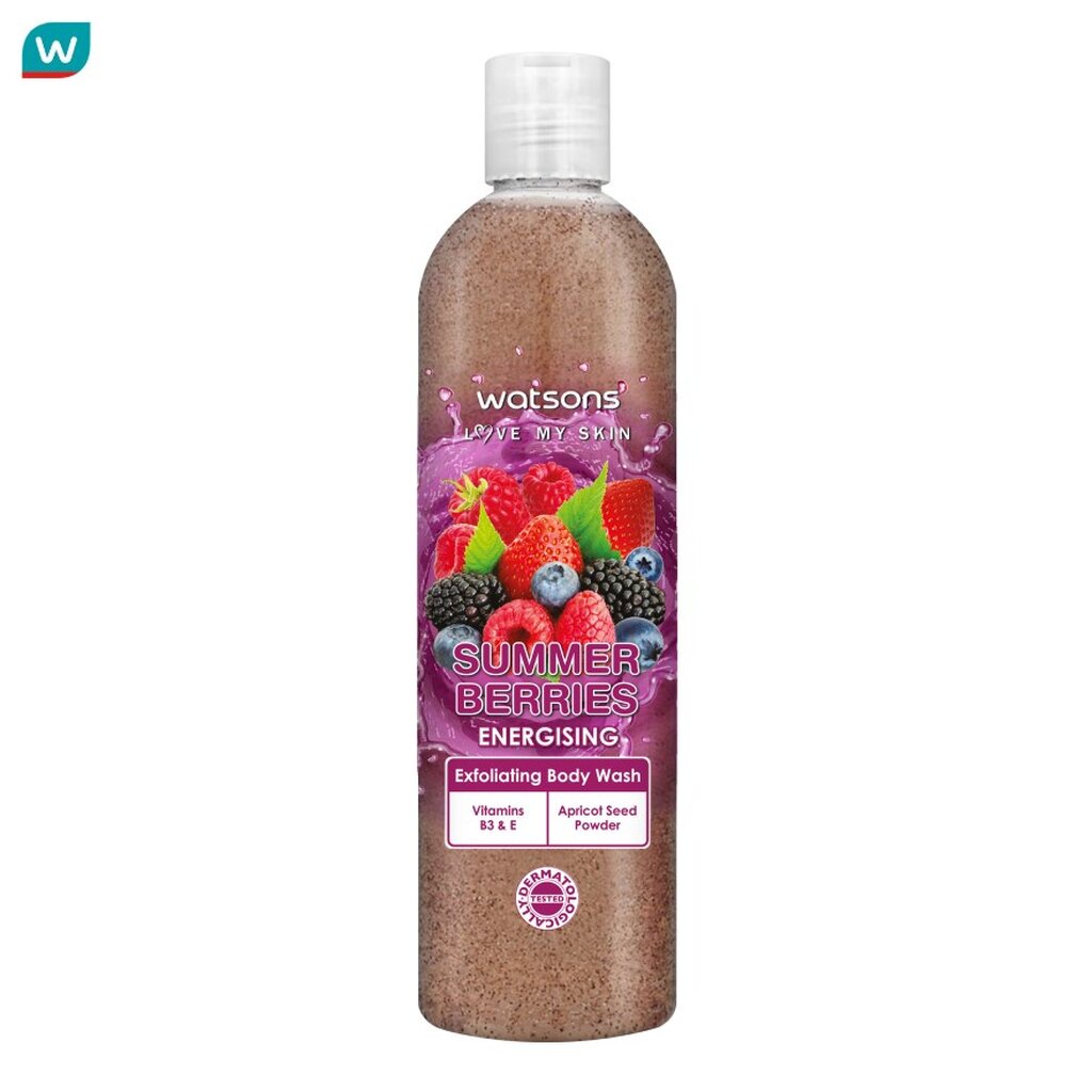 Watsons วัตสัน ซัมเมอร์ เบอร์รี่ เอ็กซ์โฟลิเอตติ้ง บอดี้ วอช 410กรัม.