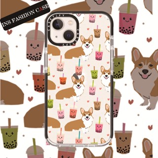 Casetify X Dog Label Black Edge เคสใส iPhone สําหรับ iPhone 14 13 12 11 Pro MAX IX XS MAX XR 6 6s 7 8 Plus เคสกันกระแทก กันชน เคสนิ่ม