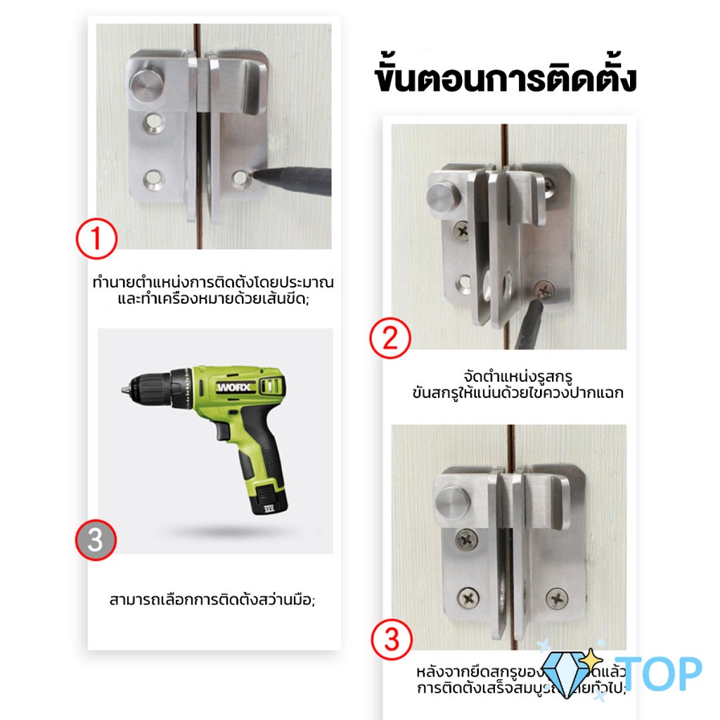 กลอนสับประตู กลอนสับหูช้าง สแตนเลส Flip door Latch - รูปที่ 3