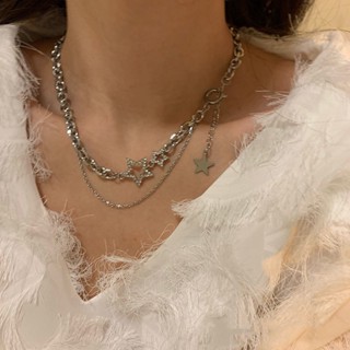 High-end Star Double-layer Necklace Girls New Cold Style Ins Hip-hop Short Clavicle Chain Trendy Elegant Chain Necklace Chain for Women