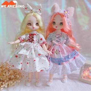 ของเล่นเด็ก ตุ๊กตาหน้าการ์ตูน 30 ซม. 6 จุดตุ๊กตา BJD แต่งตัวของเล่นเด็กของขวัญ WAS827-HH