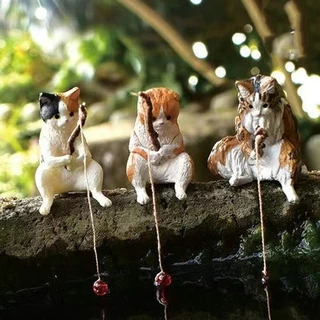 Win ถังปลาภูมิทัศน์ตกปลาเครื่องประดับแมว Mini เรซิ่นตุ๊กตาการ์ตูนรูปปั้นแมวสําหรับ Home Office Aquarium Decorati