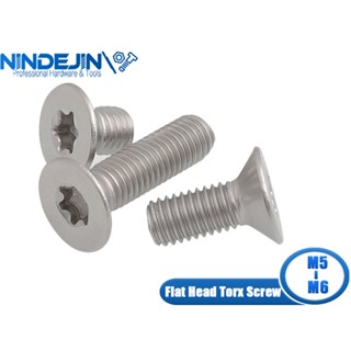 Nindejin สกรูหัวแบน Torx M5 M6 สเตนเลส ทนทาน สําหรับรถยนต์