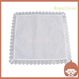 Royal White Hankie ผ้าเช็ดหน้าผู้หญิง ผ้าฝ้าย ขอบลูกไม้ นุ่มพิเศษ ล้างทําความสะอาดได้ ผ้าขนหนูหน้าอก กระเป๋า ขอบลูกไม้ ผ้าเช็ดหน้า