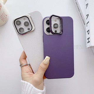 เคสโทรศัพท์มือถือ สีพื้น พร้อมฟิล์มกระจกเลนส์ สําหรับ iPhone 12 13 Pro 14 Pro Max