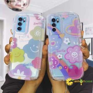 เคสโทรศัพท์มือถือแบบนิ่ม TPU ใส กันกระแทก ลายดอกทานตะวัน หน้ายิ้มน่ารัก สไตล์เกาหลี สําหรับ OPPO A57 A57S A57E A55 A7 A5 A9 A17 A17K A31 A53 A33 2020 A15 A54 A5S A3S A76 A96 A16 A95 A77S