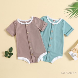 Babygarden-0-24 เดือน ชุดรอมเปอร์เด็กทารก, ฤดูร้อน แขนสั้น คอกลม กระดุม ลําลอง ปาร์ตี้ สตรีท รอมเปอร์