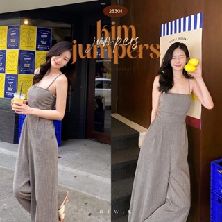 🧇‘Kim Jumpers’ - จั๊มสูทลายสก็อตสีน้ำตาล จั๊มสูทเกาหลี ขายาว…