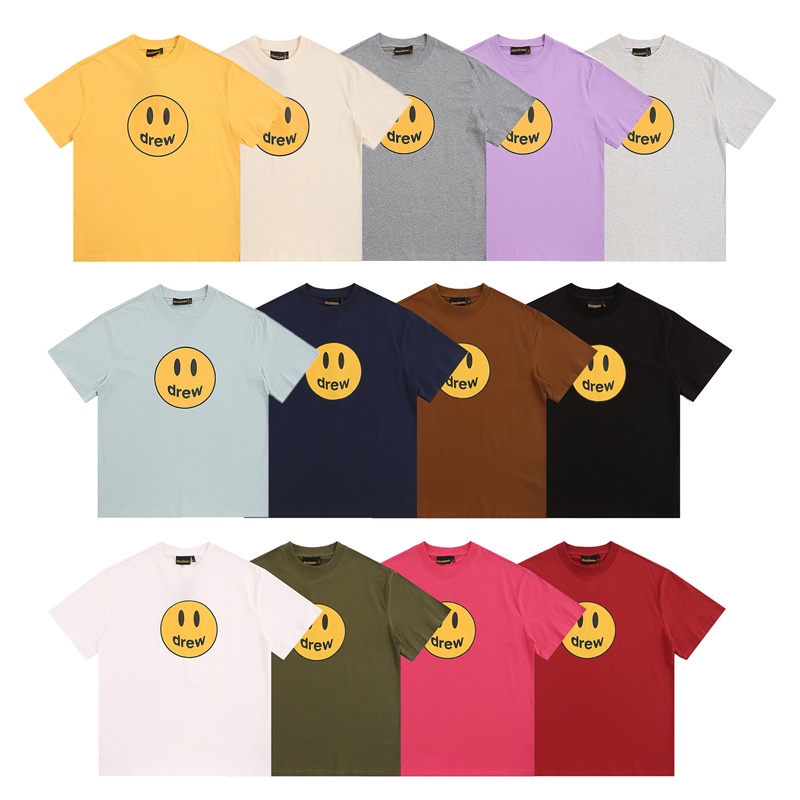 เสื้อยืดแขนสั้นลําลอง ผ้าฝ้าย พิมพ์ลายตัวอักษร หน้ายิ้ม สีเหลือง เข้ากับทุกชุด แฟชั่นสําหรับผู้ชาย และผู้หญิง