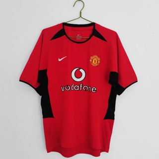 เสื้อกีฬาแขนสั้น ลายทีมชาติฟุตบอล Manchester United 2002 04 ชุดเหย้า สไตล์เรโทร แห้งเร็ว สําหรับผู้ชาย ไซซ์ S - XXL