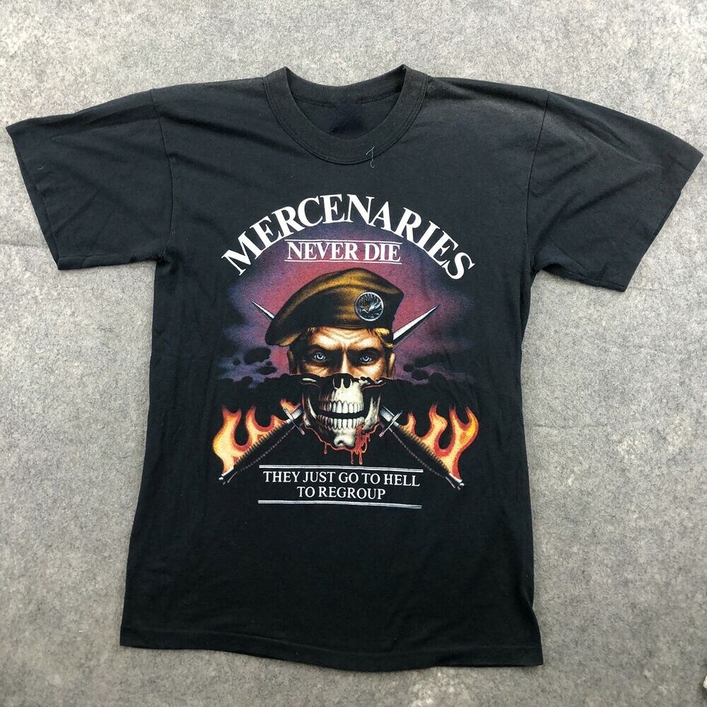 เสื้อยืดผู้ชายขนาดใหญ่ฝรั่งเศสต่างประเทศ Legion Mercenaries Never Die Just Go To Hell To Regroup Tshirt 100 Cotton T