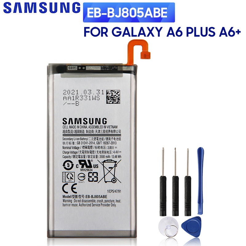 SAMSUNGแบตเตอรี่ทดแทนEB-BJ805ABEสำหรับSamsung Galaxy A6 Plus A6 + A605 J6 + J805แท้แบตเตอรี่โทรศัพท์