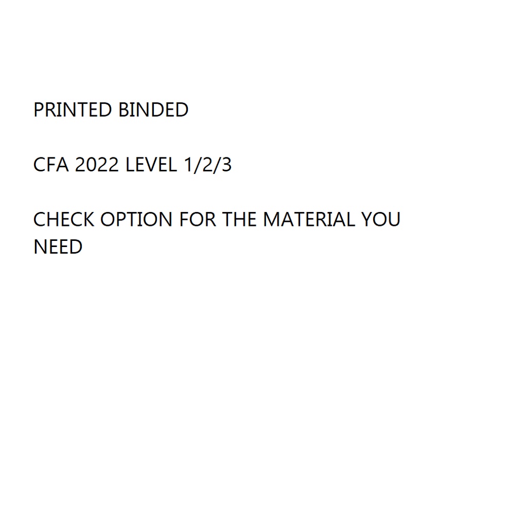 2022 CFA LEVEL 1/2/3 PACKAGE (หมายเหตุ วิดีโอ ธนาคารคําถามและอื่นๆ )