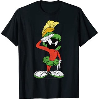 เสื้อยืดแขนสั้น คอกลม ผ้าฝ้ายแท้ พิมพ์ลาย Looney Tunes Martian Marvin สําหรับเด็กผู้ชาย และเด็กผู้หญิง