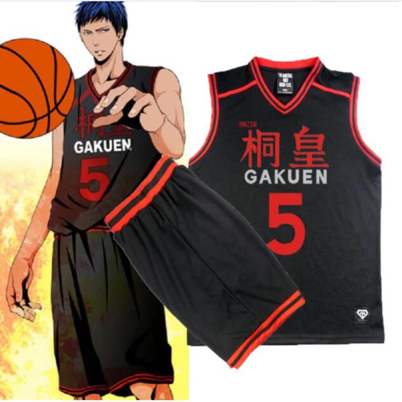 เสื้อกีฬาบาสเก็ตบอล และกางเกงขาสั้น พิมพ์ลายอนิเมะ Kuroko No Basket Basuke Gakuen Aomine Daiki