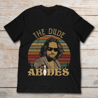 เสื้อยืดแขนสั้นลําลอง พิมพ์ลาย Jeff Lebowski The Big Lebowski The Dude Abides คุณภาพสูง สไตล์วินเทจ สําหรับผู้ชาย 2022