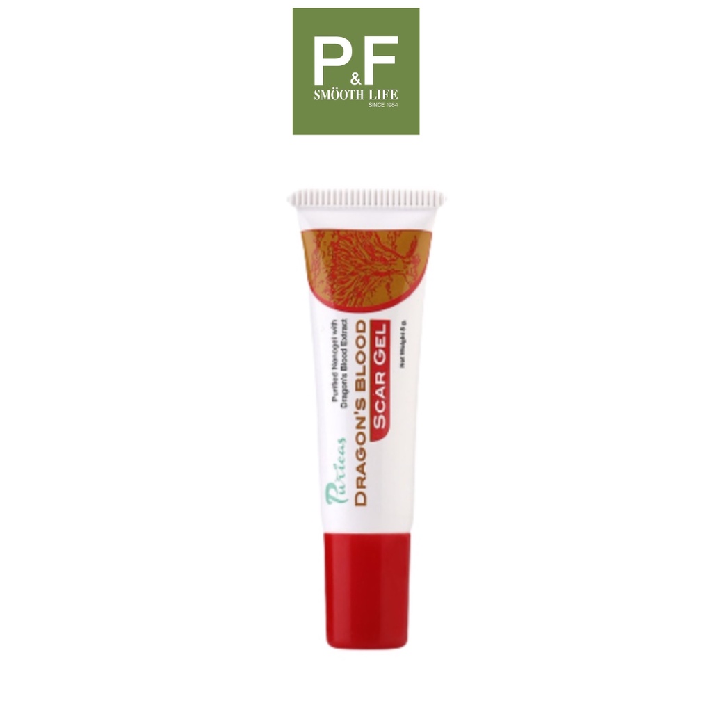 Puricas dragon's blood scar gel เพียวริก้าส์ ดราก้อนบลัด 8 g. ลดรอยแผลเป็น สิว คีลอยด์ รอยดำ รอยแดง