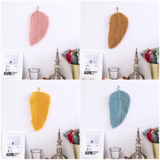 Sup Leaf พรมแขวนผนัง ผ้าถักมาคราเม่ ขนนก สไตล์โบโฮ สําหรับห้องนอน ห้องนั่งเล่น