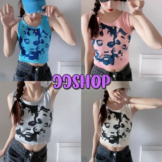 JJ shop 💜พร้อมส่ง เสื้อกล้ามไหมพรม มี5สี ดีเทลลายผู้หญิงครอปสั้น  "1A23-3" -C -N