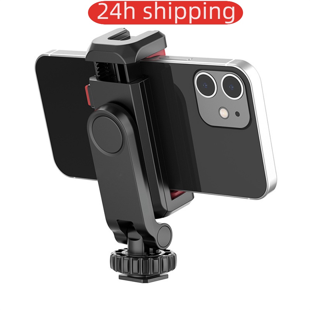 UURIG Universal สมาร์ทโฟนขาตั้งกล้อง Mount Adapter ที่วางโทรศัพท์ 360 หมุนมือถือ Clamp พร้อมรองเท้าเย็น Mount สําหรับโทรศัพท์ Mic เติมแสง
