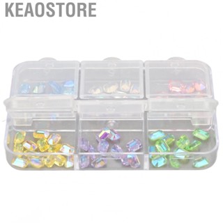 Keaostore Nail Crystals  Easily Attached Resin Nail Art Accessories 6 Grids DIY Portable  for Travel for Date