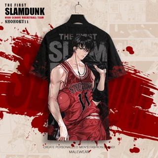 เสื้อยืดแขนสั้น พิมพ์ลายการ์ตูน Slam Dunk สไตล์ญี่ปุ่น สําหรับผู้ชาย