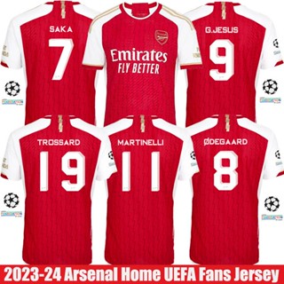 Fb 2023-2024 เสื้อยืดลําลอง แขนสั้น พิมพ์ลาย ARS Home Jersey Saka Martinelli Degaard Trossard Jesus UEFA พลัสไซซ์