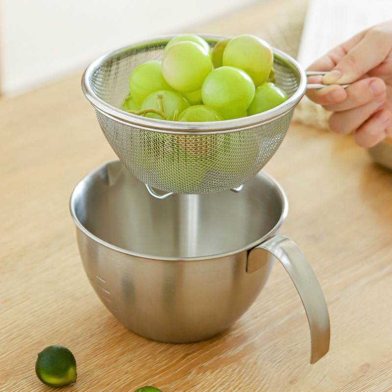 HERA ชามผสม สแตนเลส พร้อมสเกลวัด สําหรับตีไข่ ผสมสลัด กะละมังสแตนเลส Stainless Steel with Scale Mixing Bowl Salad Bowl