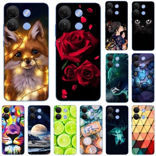 เคสโทรศัพท์มือถือ TPU แบบนิ่ม พิมพ์ลายแมว และดอกไม้น่ารัก สําหรับ Infinix Smart 7 X6515