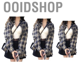 Ooidshop Women Plaid Print Shirt  Women Single Breasted Shirt  Pocket Stylish Soft  for Outdoor