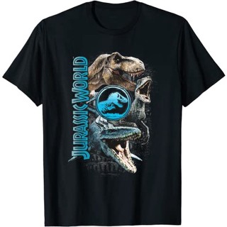 ดูดีนี่ เสื้อยืดแขนสั้น ผ้าฝ้าย 100% พิมพ์ลายกราฟิกโลโก้ไดโนเสาร์ Jurassic World Two Dinosaur แฟชั่นสําหรับผู้ชาย และผู้