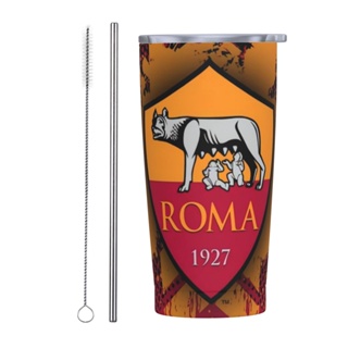 As Roma แก้วกาแฟสเตนเลส 20 ออนซ์ พร้อมฝาปิด และหลอดดูด สองชั้น สุญญากาศ แก้วกาแฟ นํากลับมาใช้ใหม่ได้ ถ้วยความร้อน เดินทาง