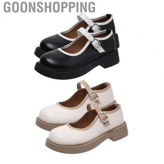 Goonshopping Women PU Leather Shoes  Rubber Sole Buckle Strap PU Leather Elegant Shoes  for Outdoor