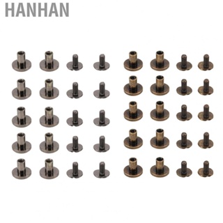 Hanhan Binding Posts Nail Rivet  Curved Appearance Brass Material Electroplating  Chicago Screws Hard Thick  for Leather Craft