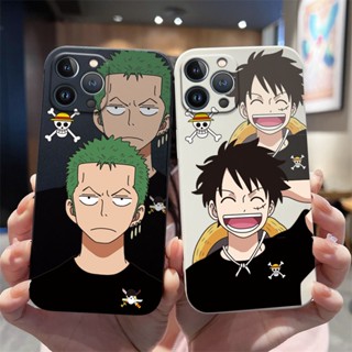 เคสโทรศัพท์มือถือ แบบนิ่ม ลายการ์ตูนลูฟี่ Roronoa Zoro ขอบตรง สําหรับ iPhone 6 Plus 6S Plus 7 Plus 8 Plus XS Max XR 11 Pro Max X XS