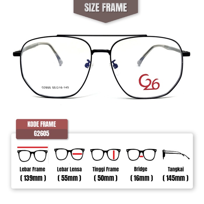 ต้นฉบับ เลือก RECOMMENDED GLASSES FRAME G2605 AVIATOR พร้อมการรับประกัน