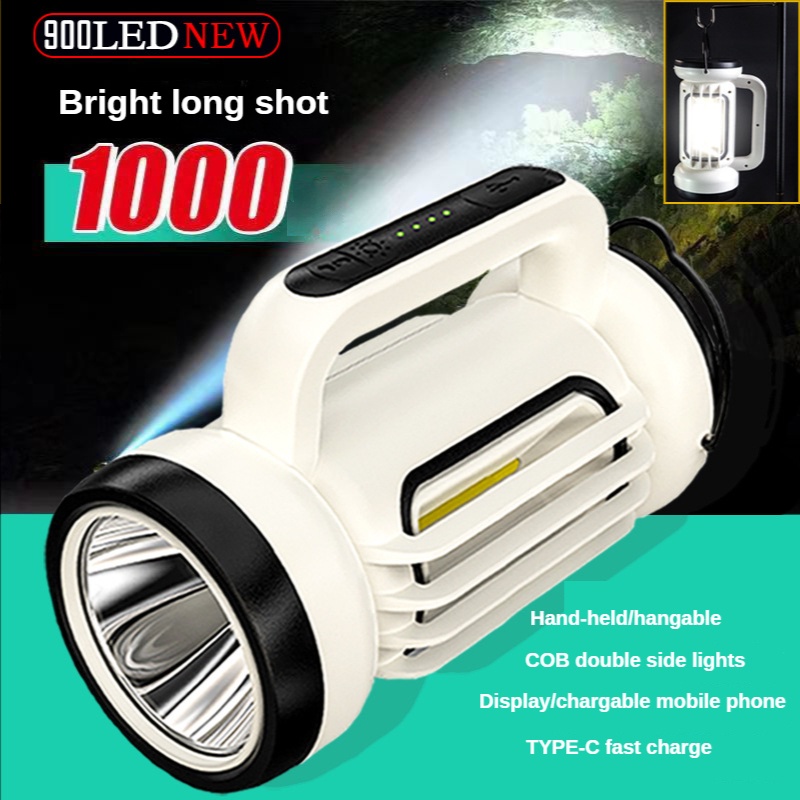 ไฟฉายสปอตไลท์ LED 100W แบบพกพา ชาร์จ USB พาวเวอร์แบงค์ COB อเนกประสงค์