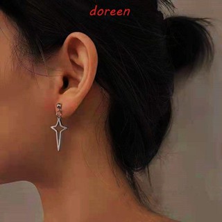 Doreen ไขว้ ดาว ห้อย ต่างหู เรขาคณิต อารมณ์ ที่เรียบง่าย สเตนเลส แฟชั่น เครื่องประดับ ผู้หญิง ต่างหูสตั๊ด ต่างหูห่วง ผู้ชาย