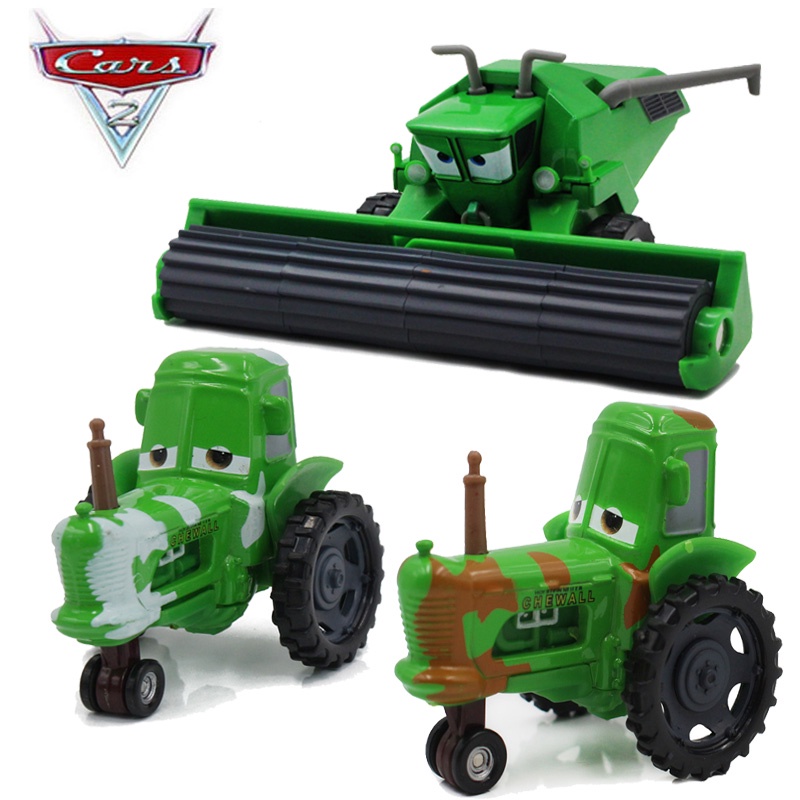 โมเดลรถยนต์ Pixar Cars 2 Lightning Mcqueen Green Frank Harvester และ Tractor โลหะผสม ของเล่นสําหรับเด็ก