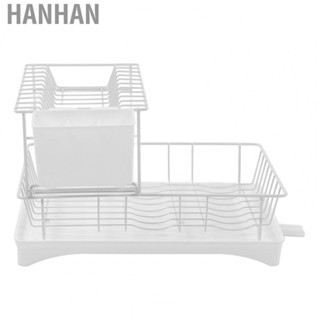 Hanhan Dish Drying Rack  2 Tier White Dish Drainer Prevent Corrosion Large  Multifunction Space Saving Metal with Drainboard for Kitchen Counter